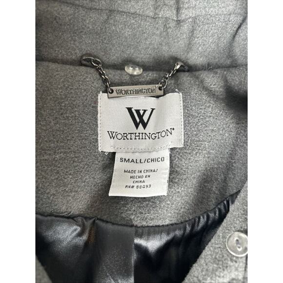 Worthington Coat Sz Small Women's Classic‎ Pea Coat Jacket Gray - Picture 2 of 15